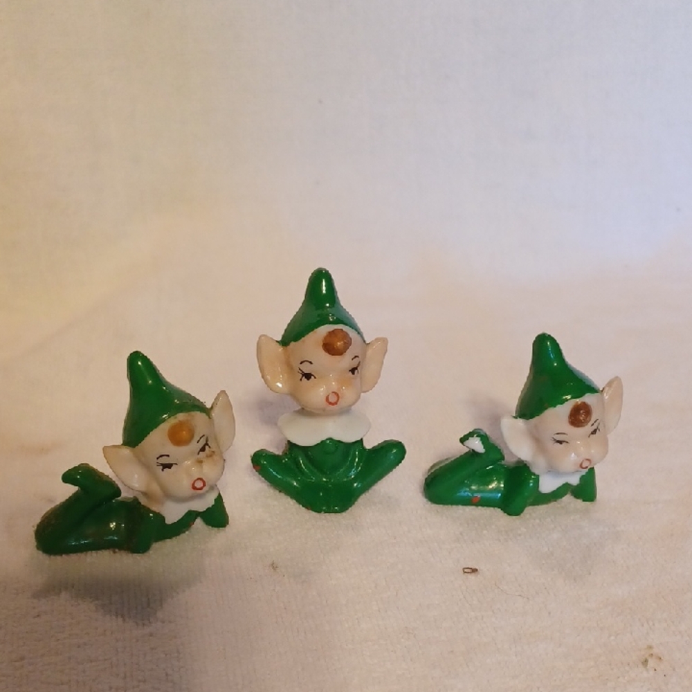 Green Elf Figurine Set 1950's JAPAN